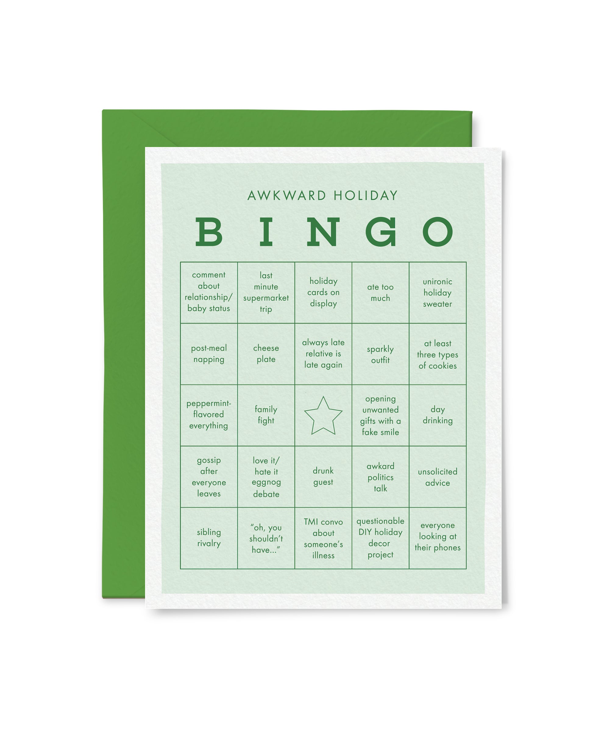 Awkward Holiday Bingo Card