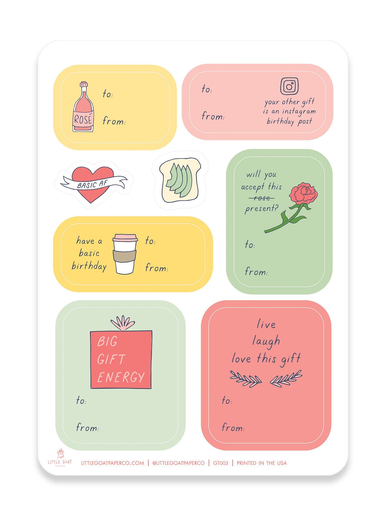 Basic AF Sticker Gift Tag Set