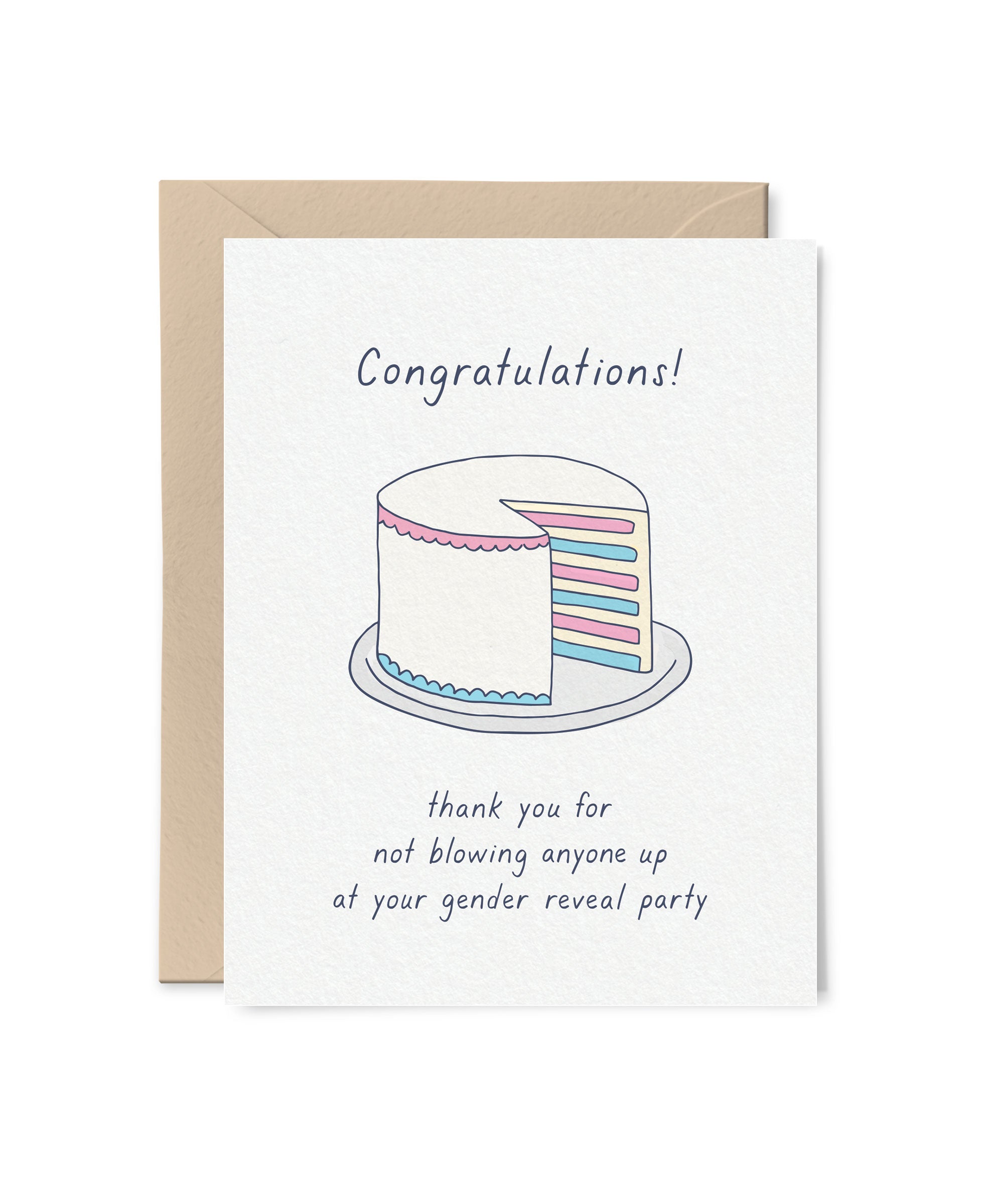 Gender Reveal Cake Baby Congrats Card