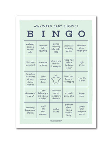 Awkward Baby Shower Bingo Game