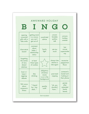 Awkward Holiday Bingo Game