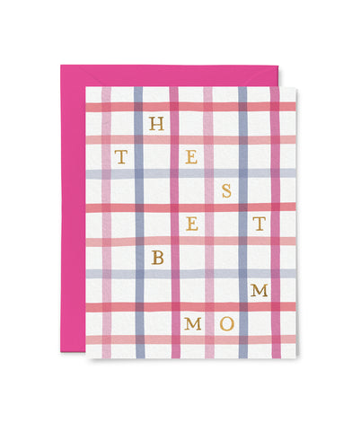 Best Mom Plaid Mother's Day Foil Card