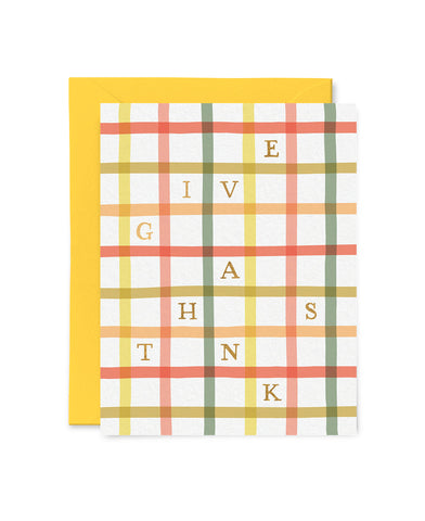 Give Thanks Plaid Foil Card