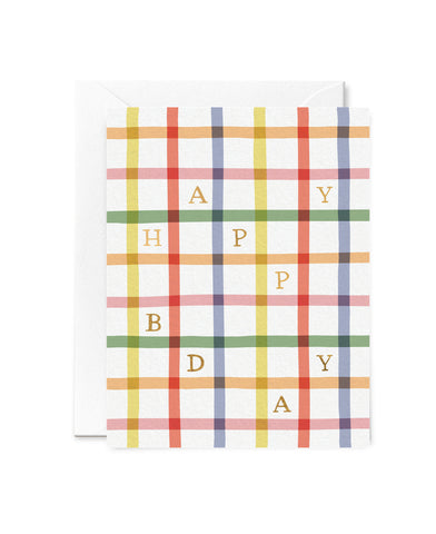 Happy Birthday Plaid Foil Card