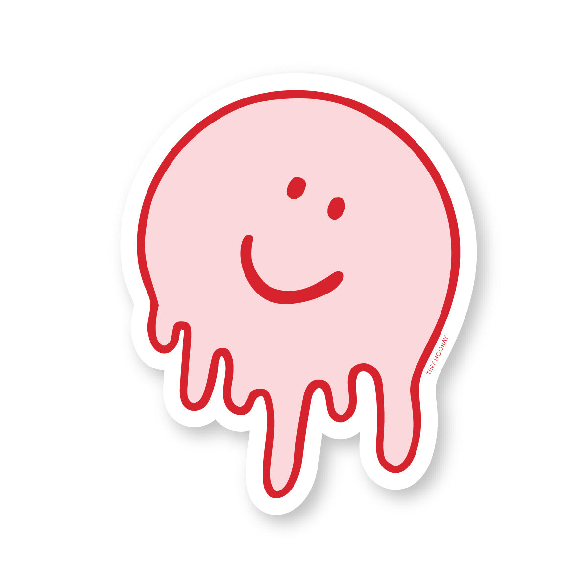 Pink Melting Face Smiley Sticker