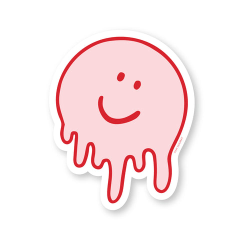 Pink Melting Face Smiley Sticker