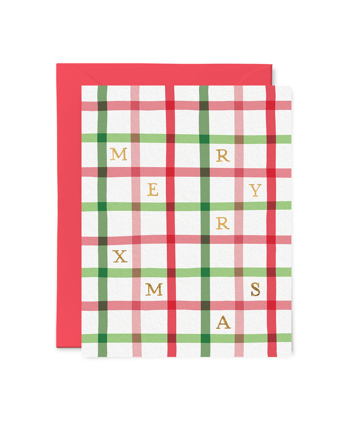 Merry Xmas Plaid Foil Card