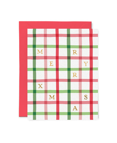 Merry Xmas Plaid Foil Card