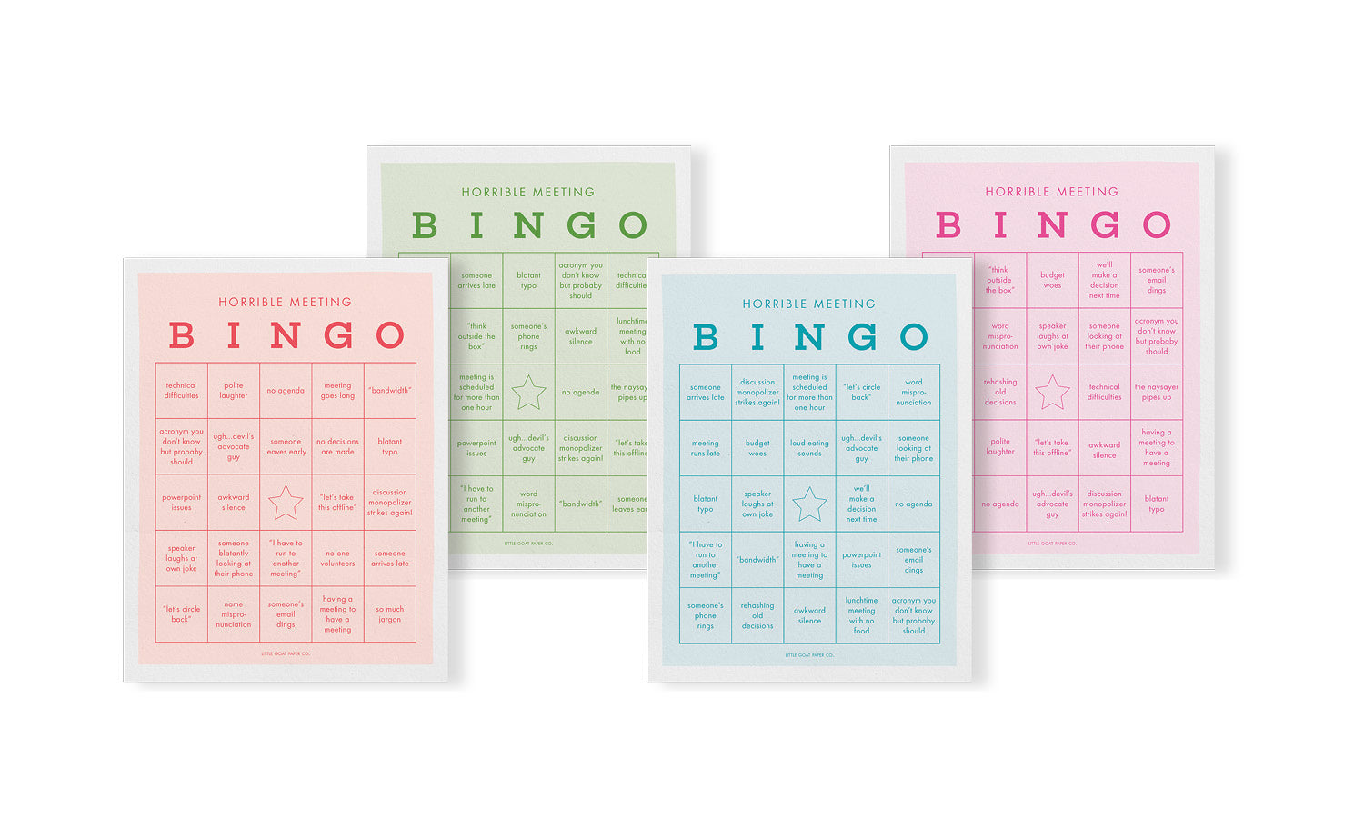 Horrible Meeting Bingo Notepad / 10 Different Designs